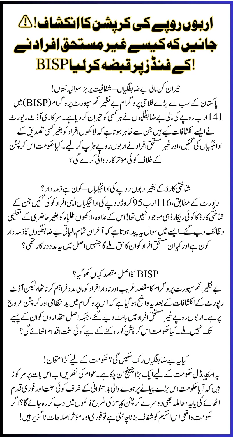 BISP Fraud Exposed: Shocking Revelations of 141 Billion Rupees Mismanagement!