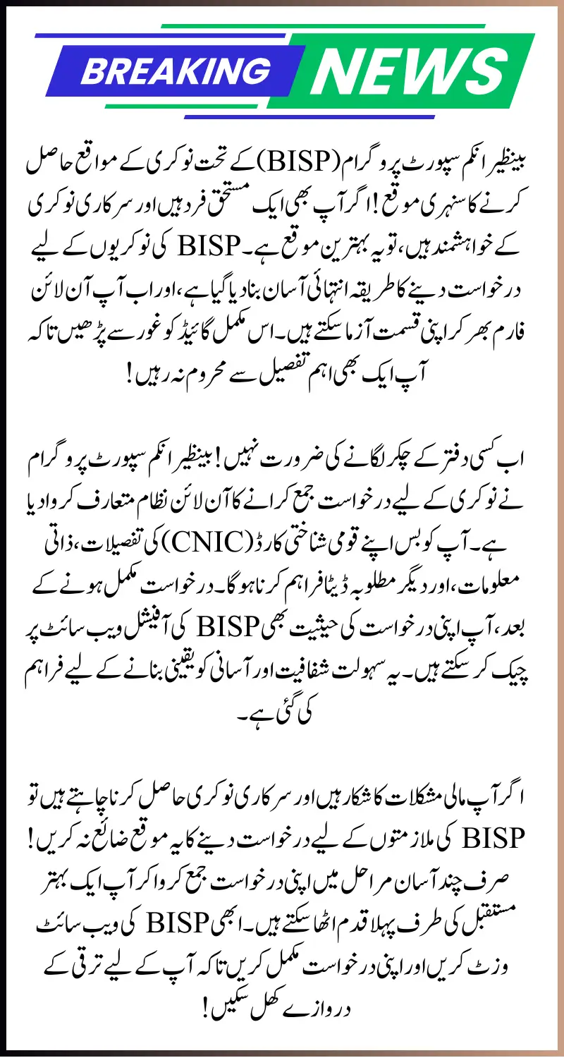 New Online Application Method for BISP Jobs – Complete Guide and Easy Way to Apply!