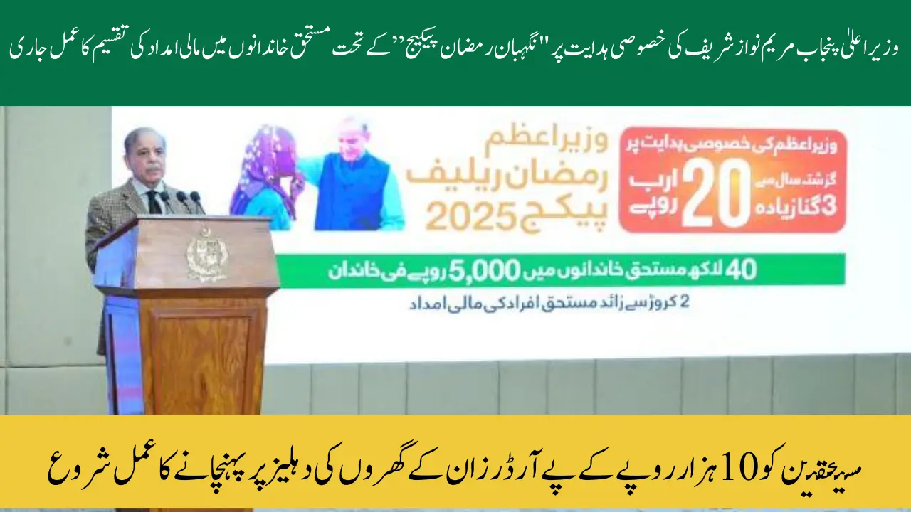CM Punjab Maryam Nawaz Launches 'Nighaban Ramadan Package' to Provide Financial Aid to Families in Need
