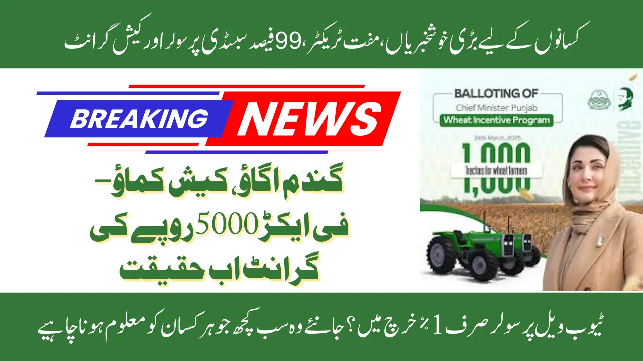 CM Maryam Nawaz Announces Free Tractors, 99% Solar Subsidy, and 5000 Cash Grants for Wheat Support Program Farmers