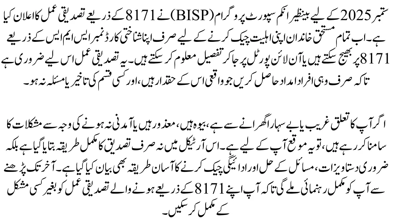 BISP 8171 Verification September 2025 Complete CNIC Check and Payment Guide